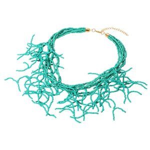 Tigerstars Turquoise Seed Beaded Layered Statement Necklace